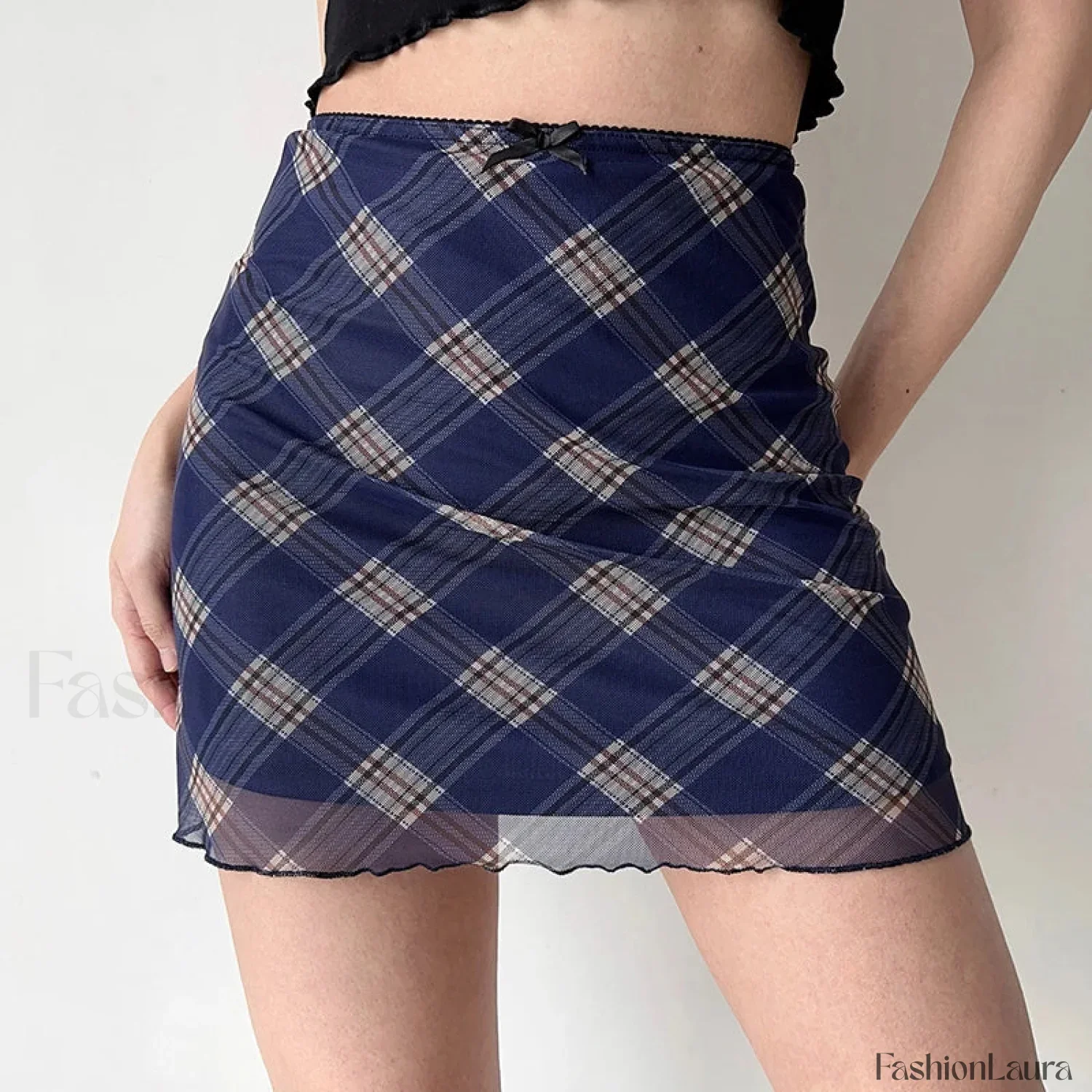 Plaid Mesh Bodycon Harajuku Skirt - Image 8