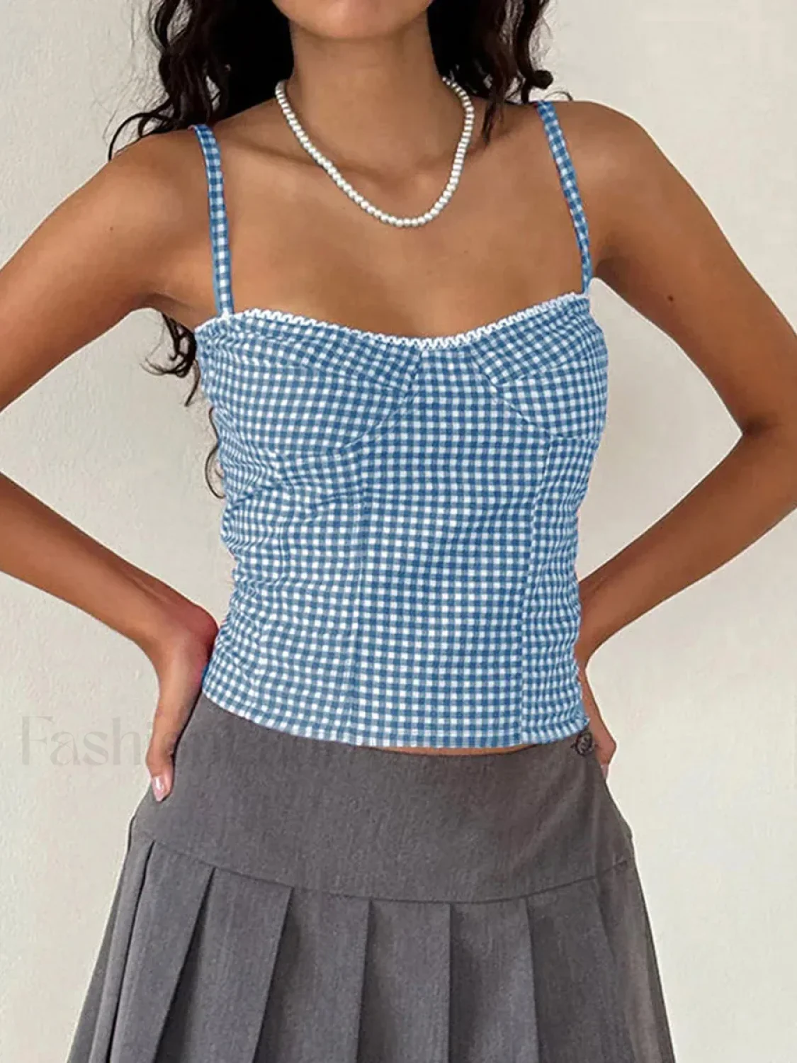 Plaid Open-Back Low Crop Top - Image 8