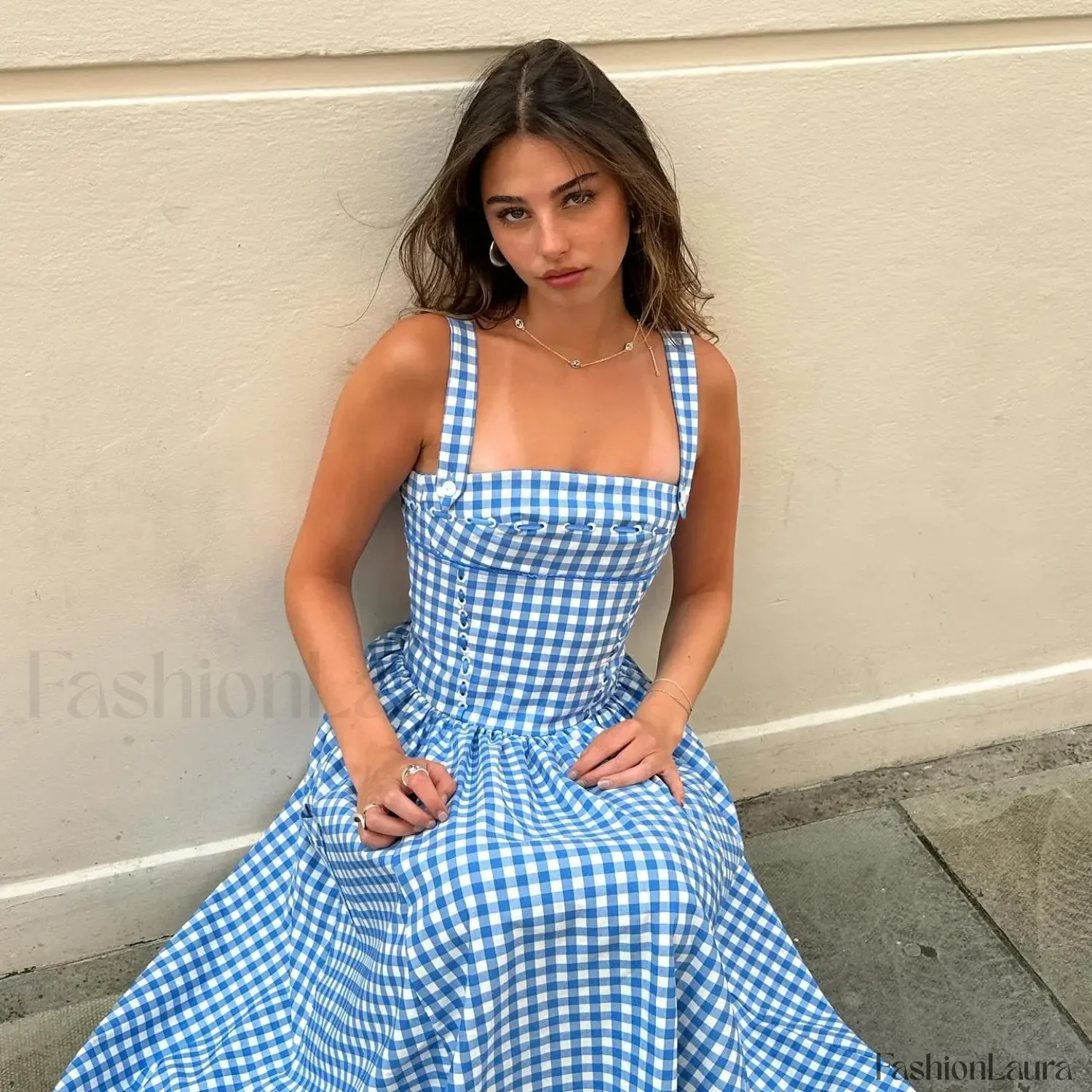 Plaid Pocket Midi Dress - Image 12
