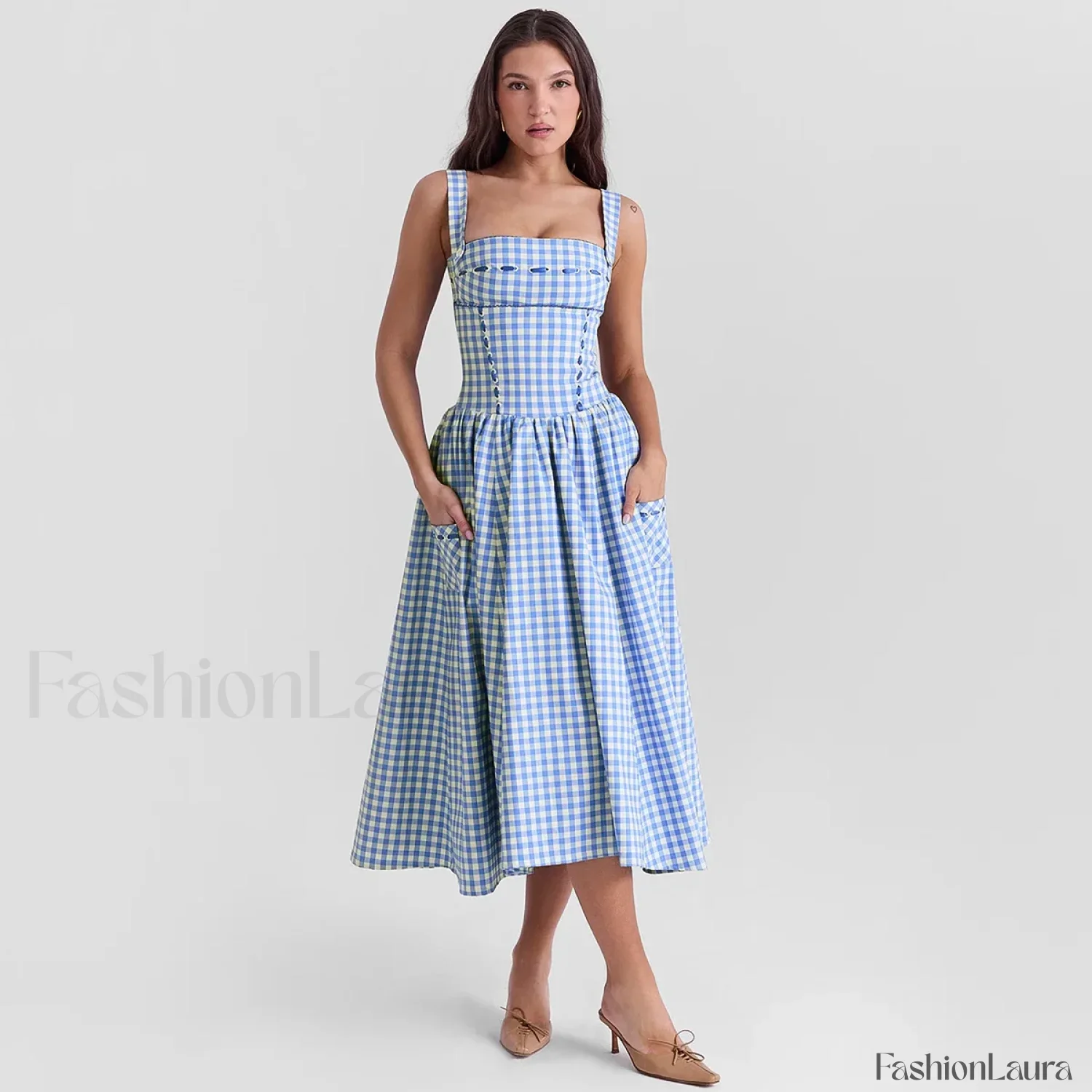 Plaid Pocket Midi Dress - Image 15