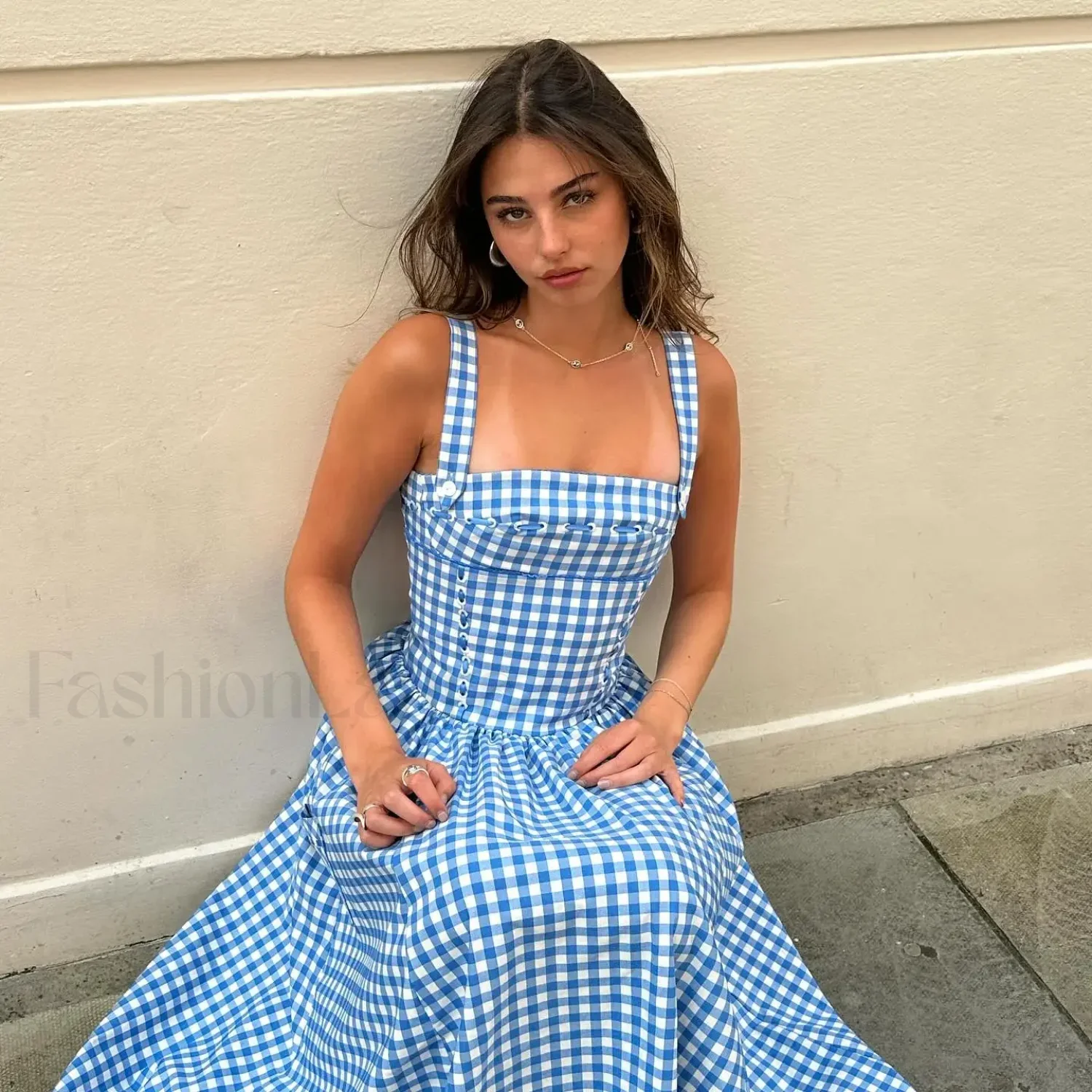 Plaid Pocket Midi Dress - Image 7
