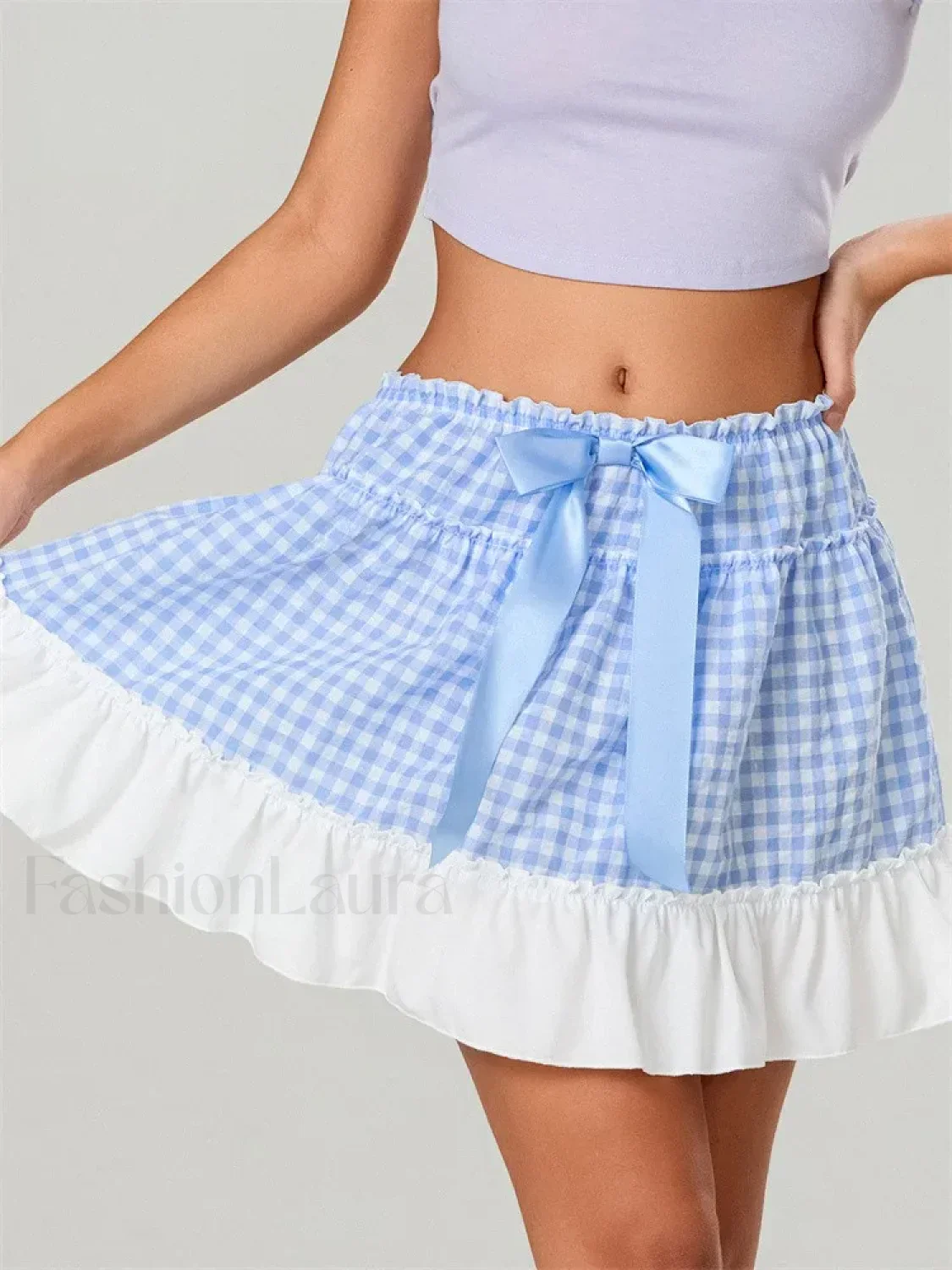 Plaid Ruffled Beach Mini Skirt - Image 12
