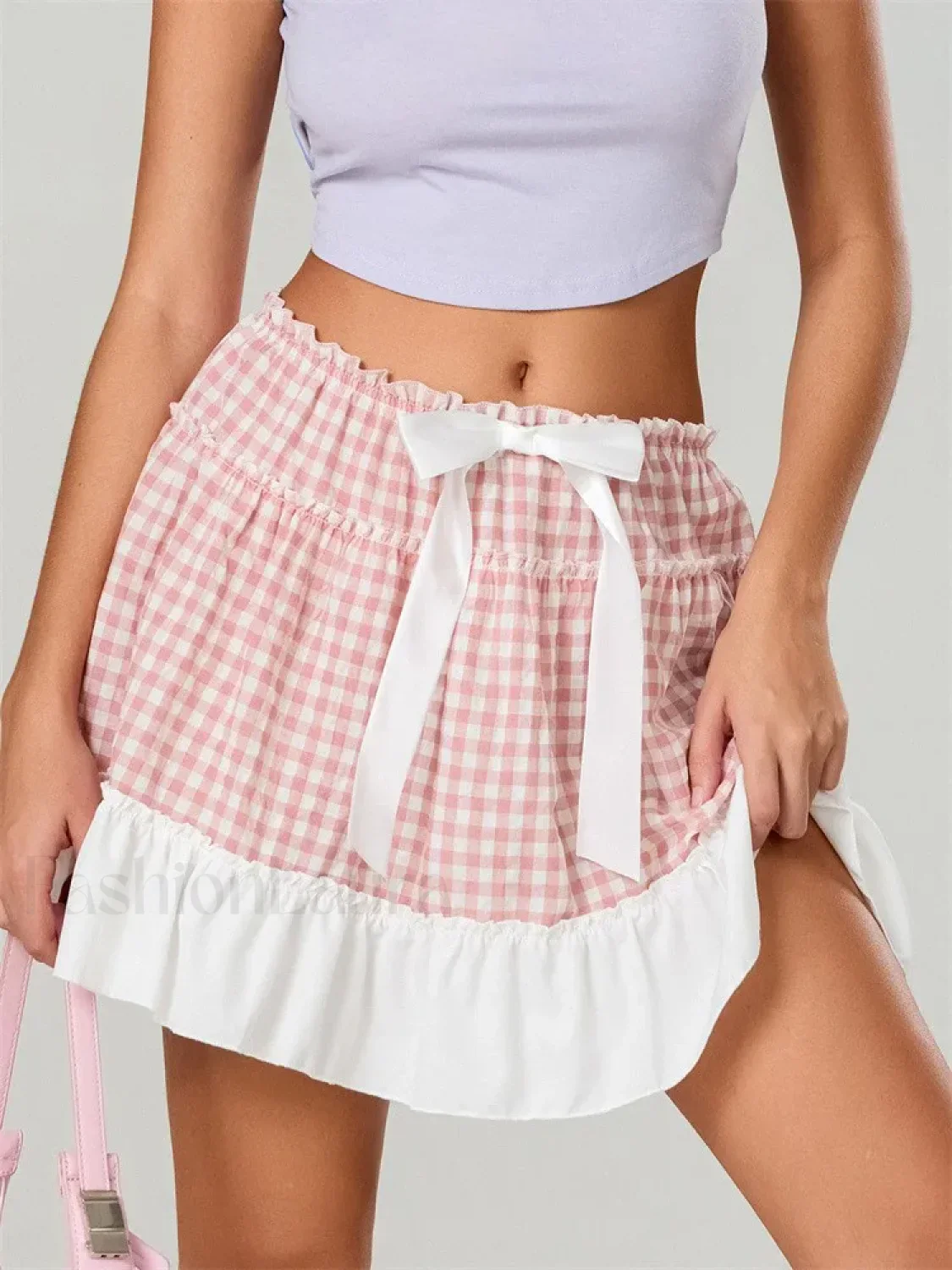 Plaid Ruffled Beach Mini Skirt - Image 3