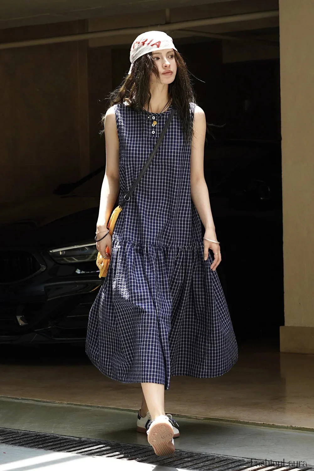 Plaid Sleeveless Loose Waist A-Line Maxi Dress - Image 13
