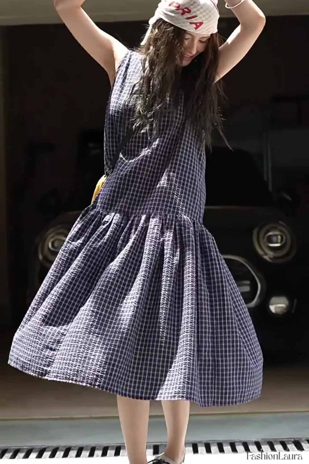 Plaid Sleeveless Loose Waist A-Line Maxi Dress - Image 14