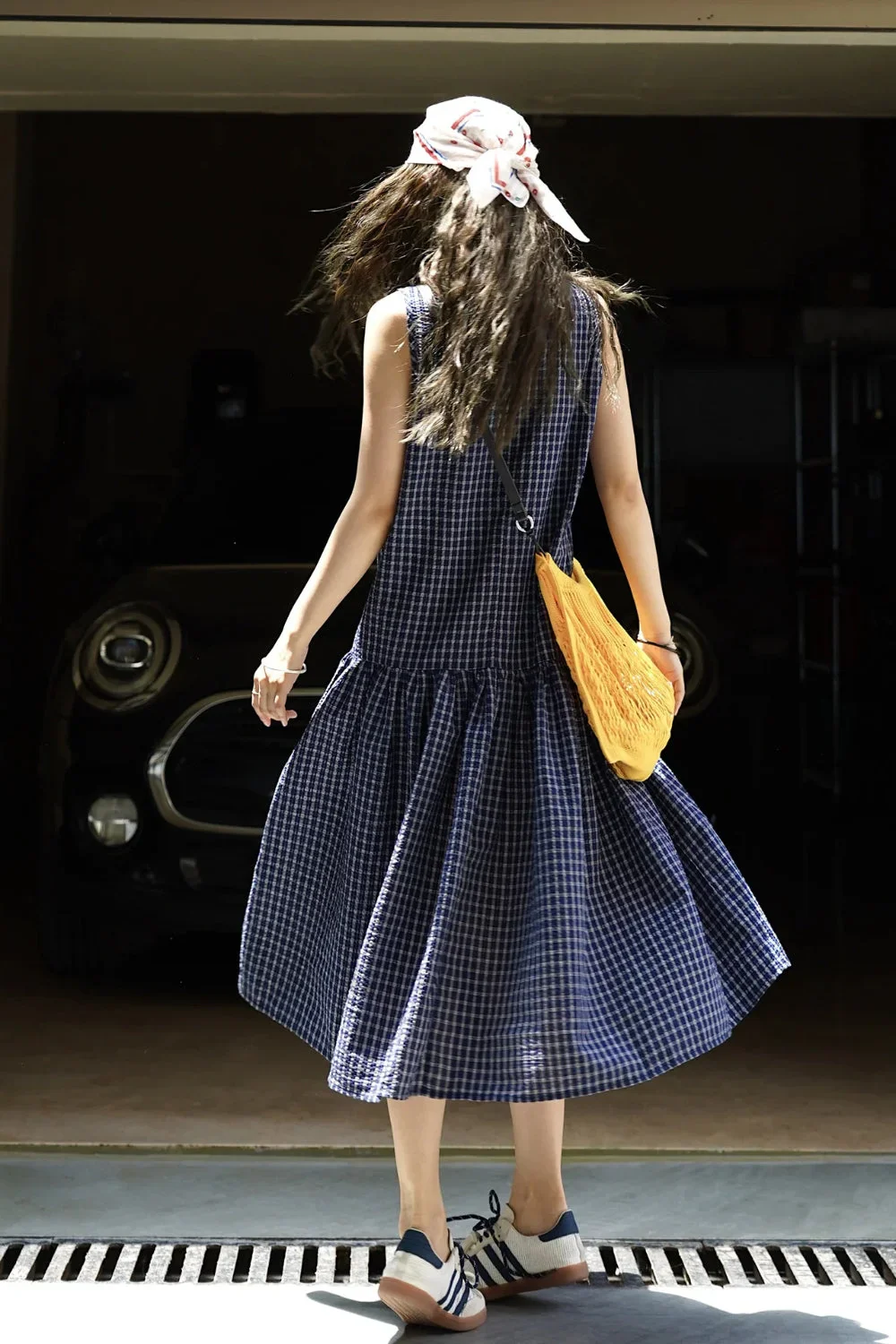 Plaid Sleeveless Loose Waist A-Line Maxi Dress - Image 6