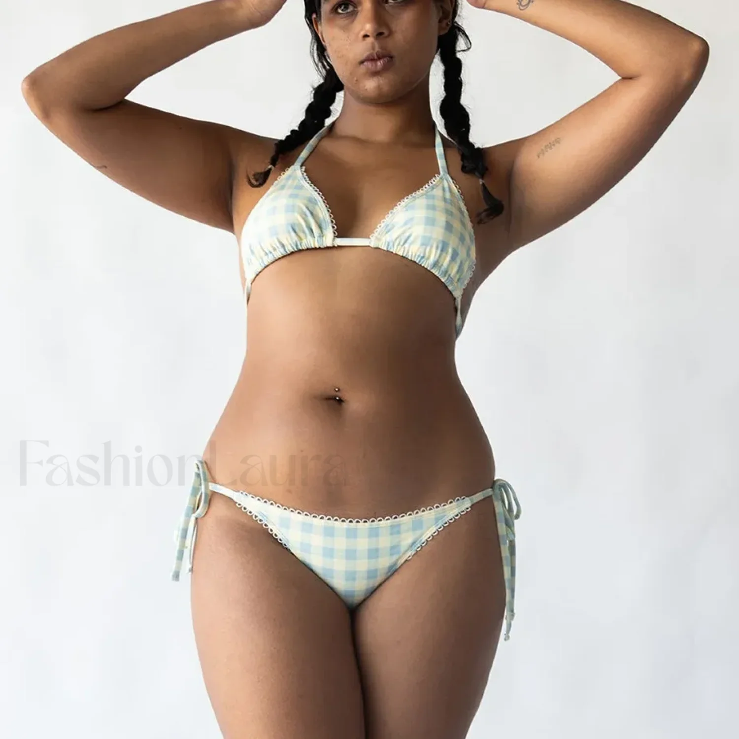 Plaid Tie-Up Bikini Set - Image 3
