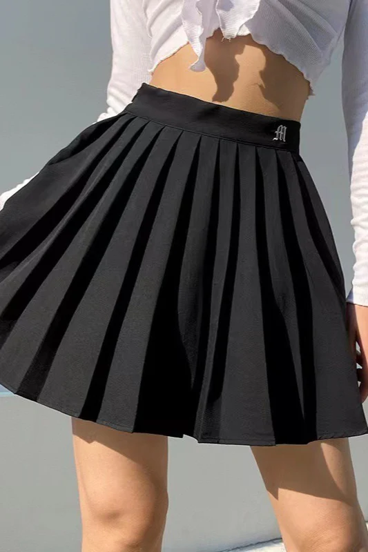 Pleated Anti-Chafe High Waist Pocket Sports Skirt - Image 3