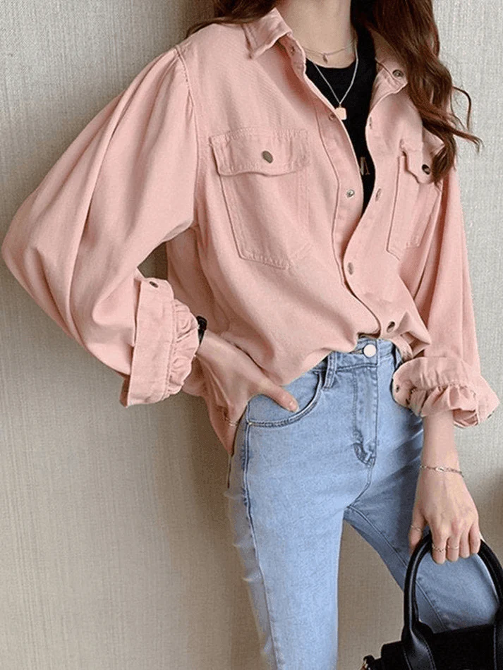 Pleated Long Sleeve Blouse - Image 13