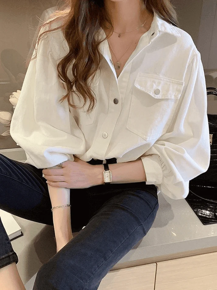 Pleated Long Sleeve Blouse - Image 9