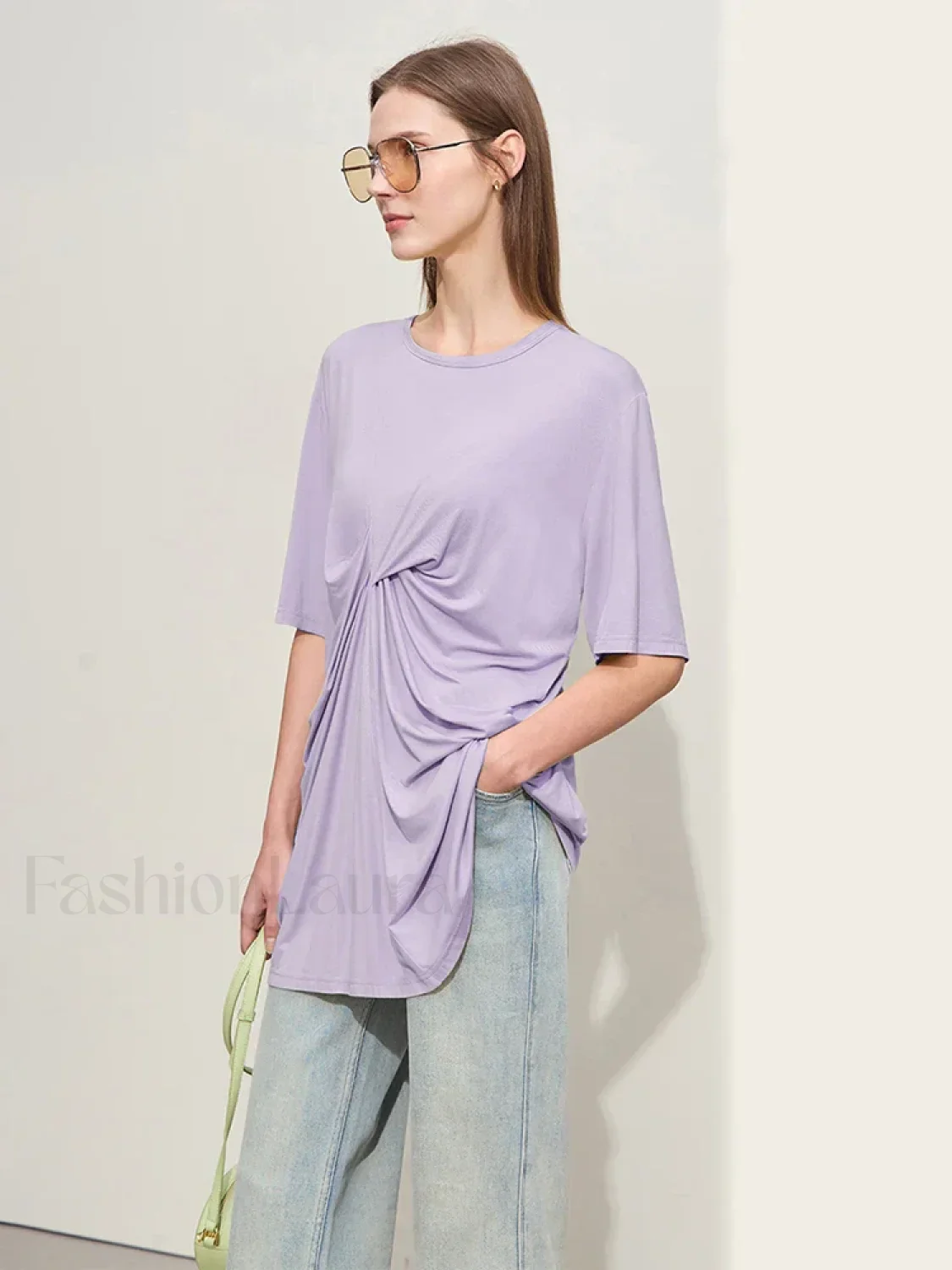 Pleated Mid Length T-Shirt