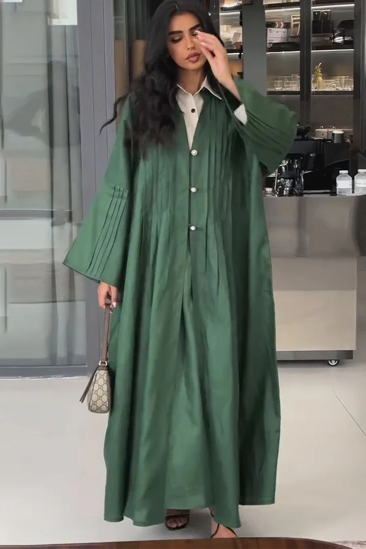 Pleated Relaxed Fit Open Detail Overcoat - Image 2