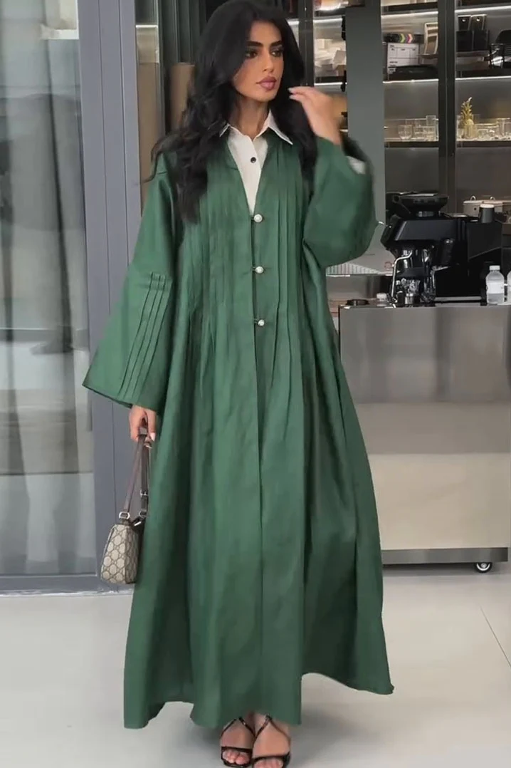 Pleated Relaxed Fit Open Detail Overcoat - Image 4