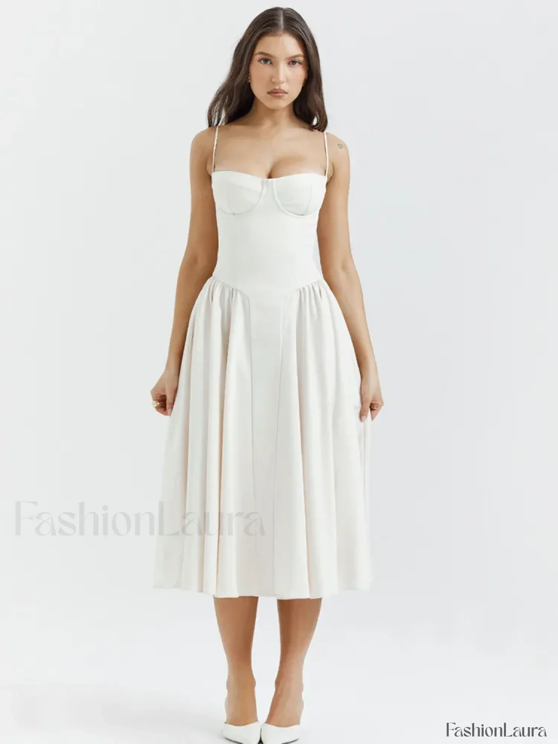 Pleated Spaghetti-Strap Midi Dress - Image 20