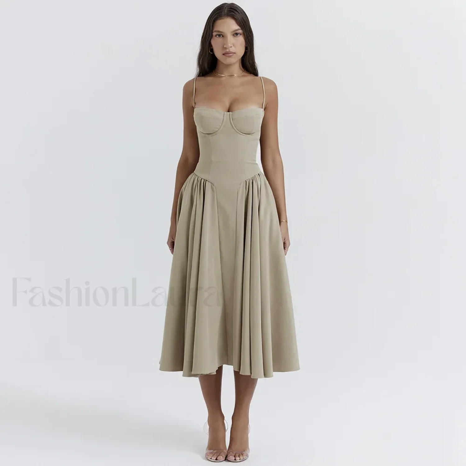 Pleated Spaghetti-Strap Midi Dress - Image 7