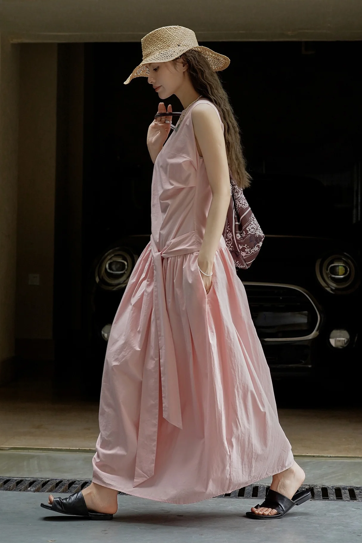 Pleated Tie Strap Lightweight Boho Dress - Image 10