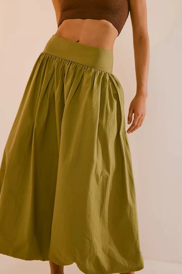 Pocket Smocked Elastic Waist Lantern Skirt - Image 4