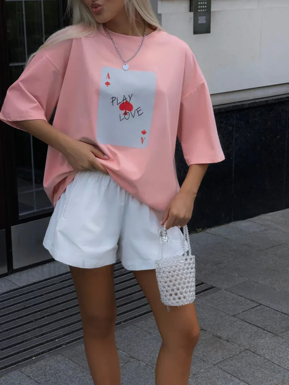 Poker Card Printed Loose Cotton T-Shirt - Image 12