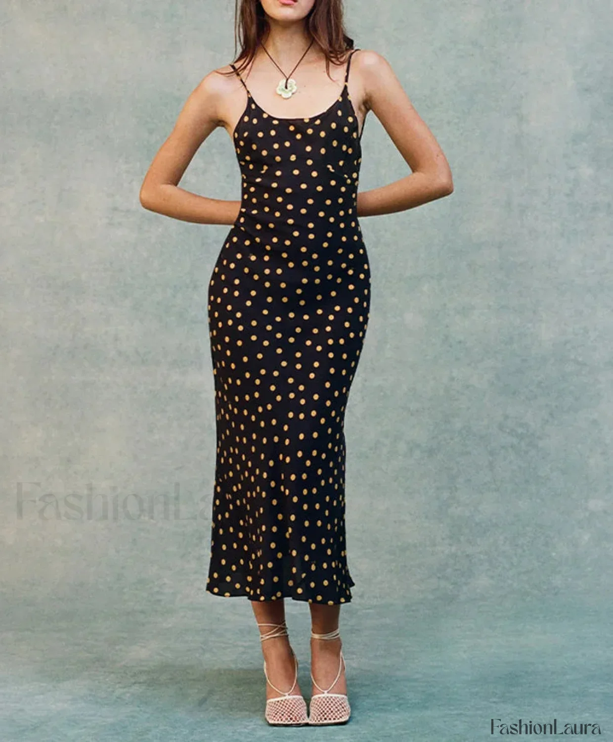 Polka Dot Backless Midi Dress - Image 6