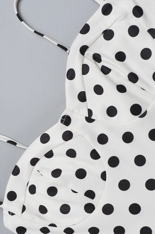 Polka Dot Cami Lace Trim Waist Tie Midi Dress - Image 8