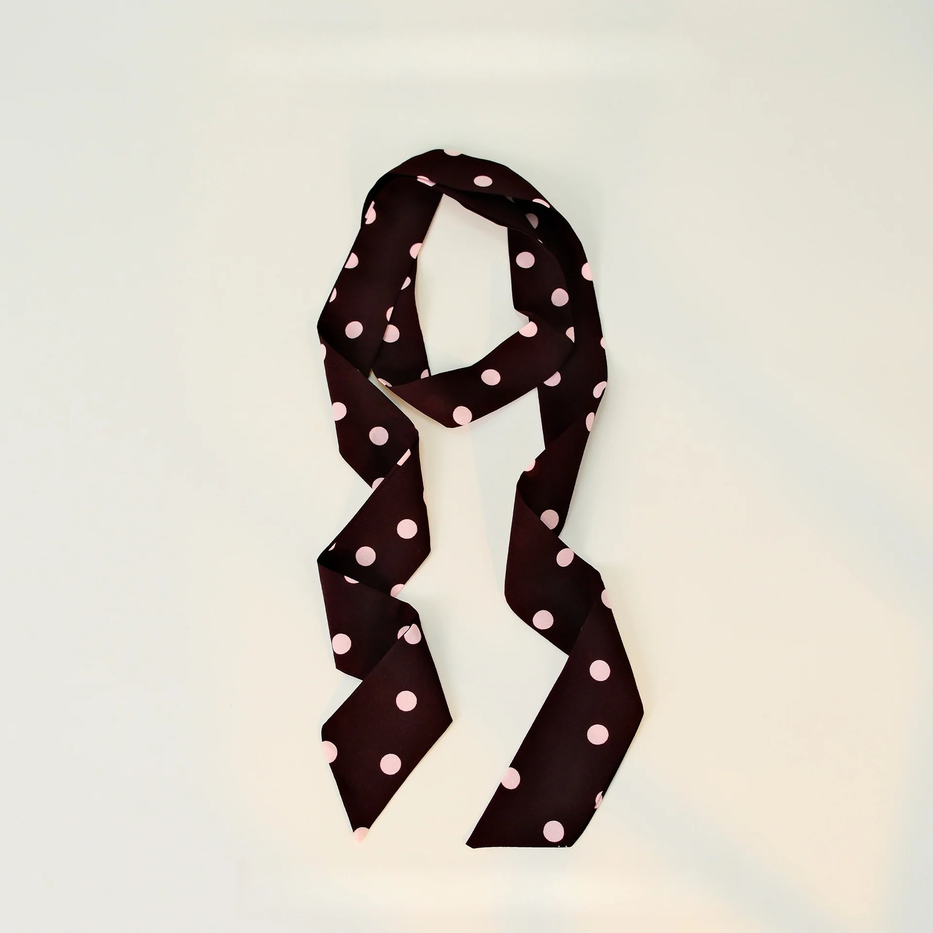 Polka Dot Elegant Long Skinny Neck Ribbon Scarf - Image 2