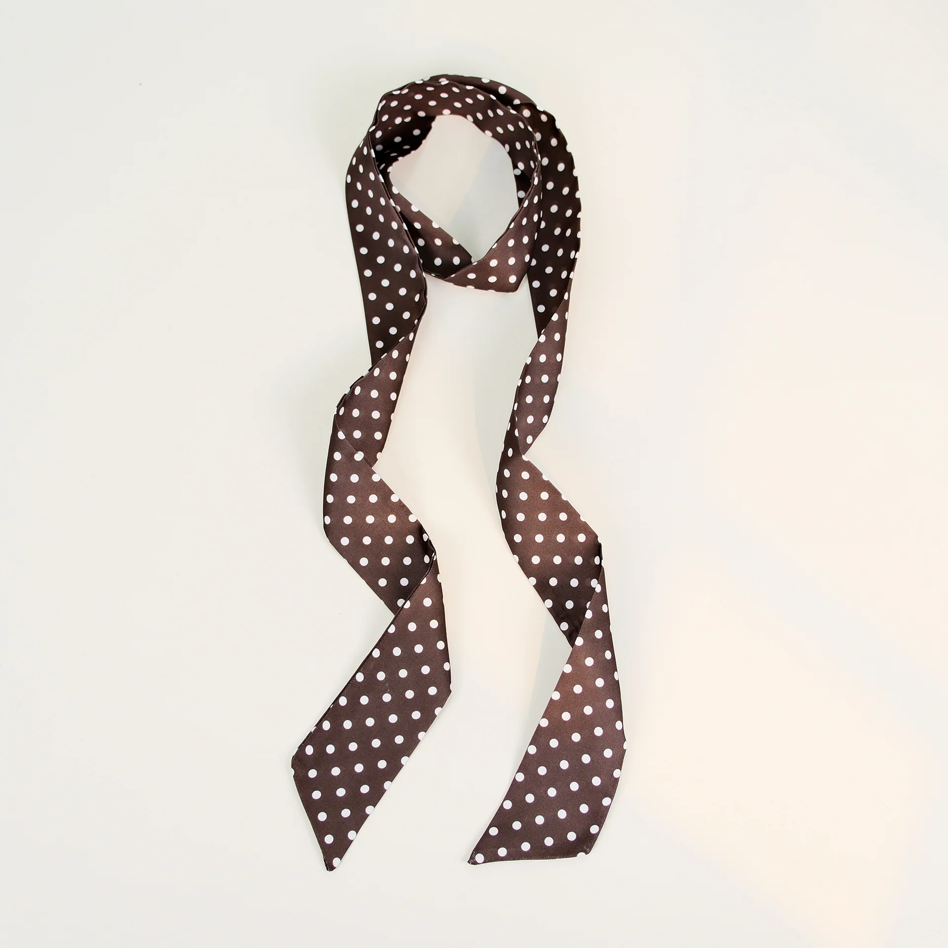 Polka Dot Elegant Long Thin Print Neck Scarf - Image 6