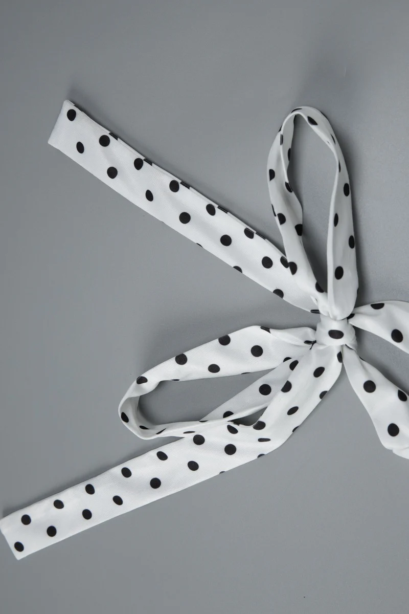 Polka Dot Halter Asymmetrical Hem Midi Dress - Image 7