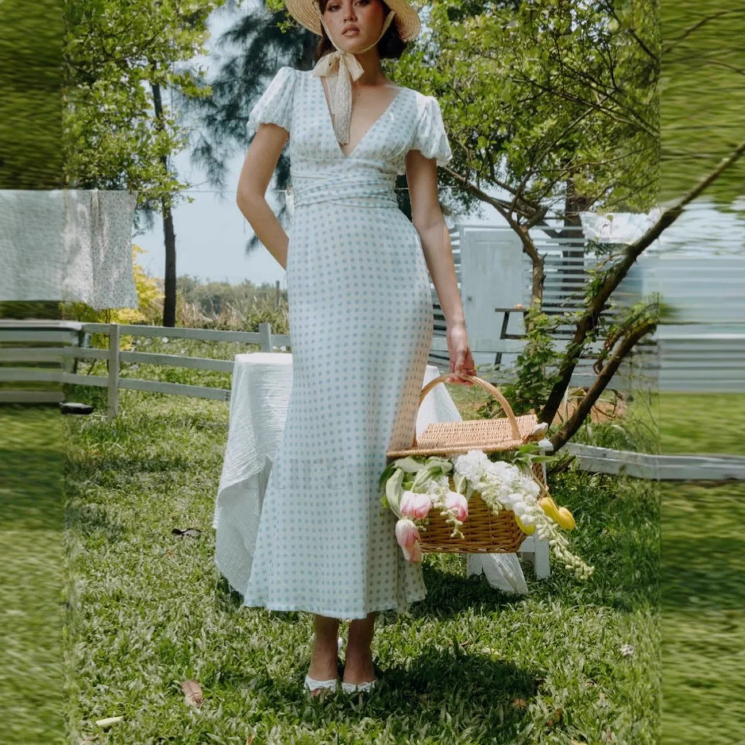 Polka Dot Lace-Up French Gentle Wind Maxi Dress - Image 10