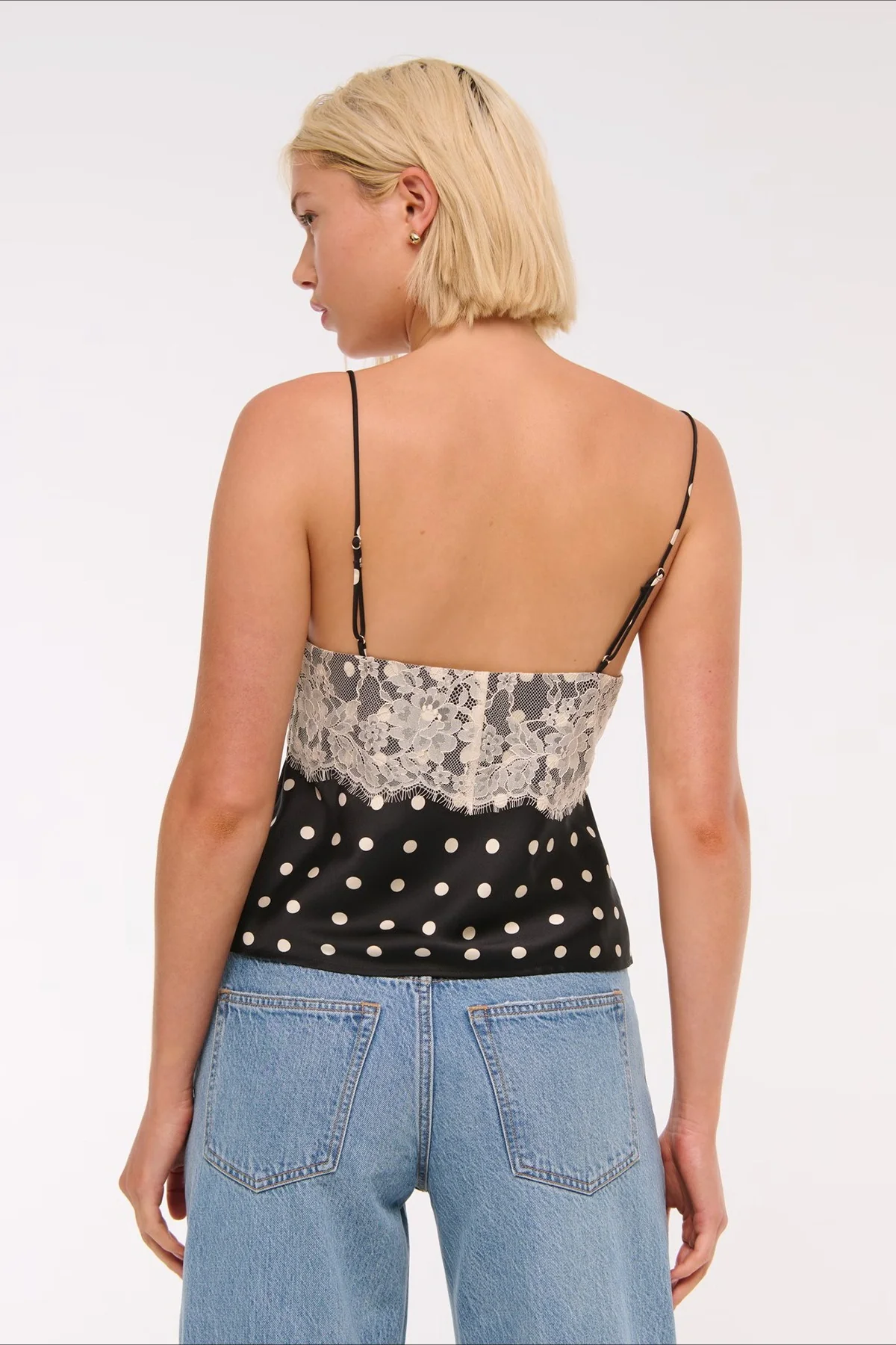 Polka Dot Lace V Neck Backless Cami - Image 11