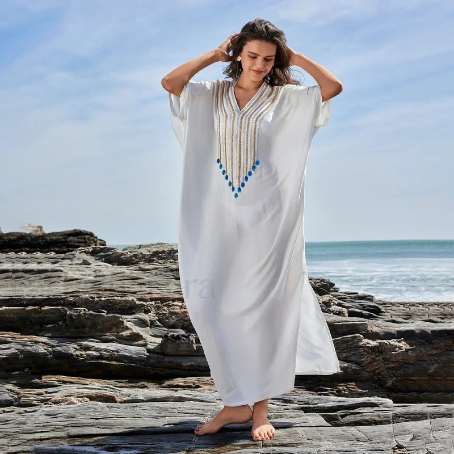 Polka Dot Long Sleeve Shirt Cover Up - Image 10