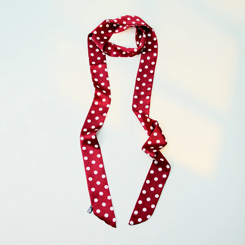 Polka Dot Long Thin Neck Bag Wrap Scarf - Image 4