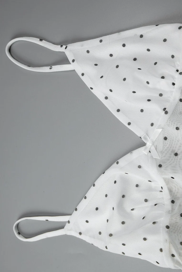 Polka Dot Mesh Patchwork Plunge V Cami - Image 13