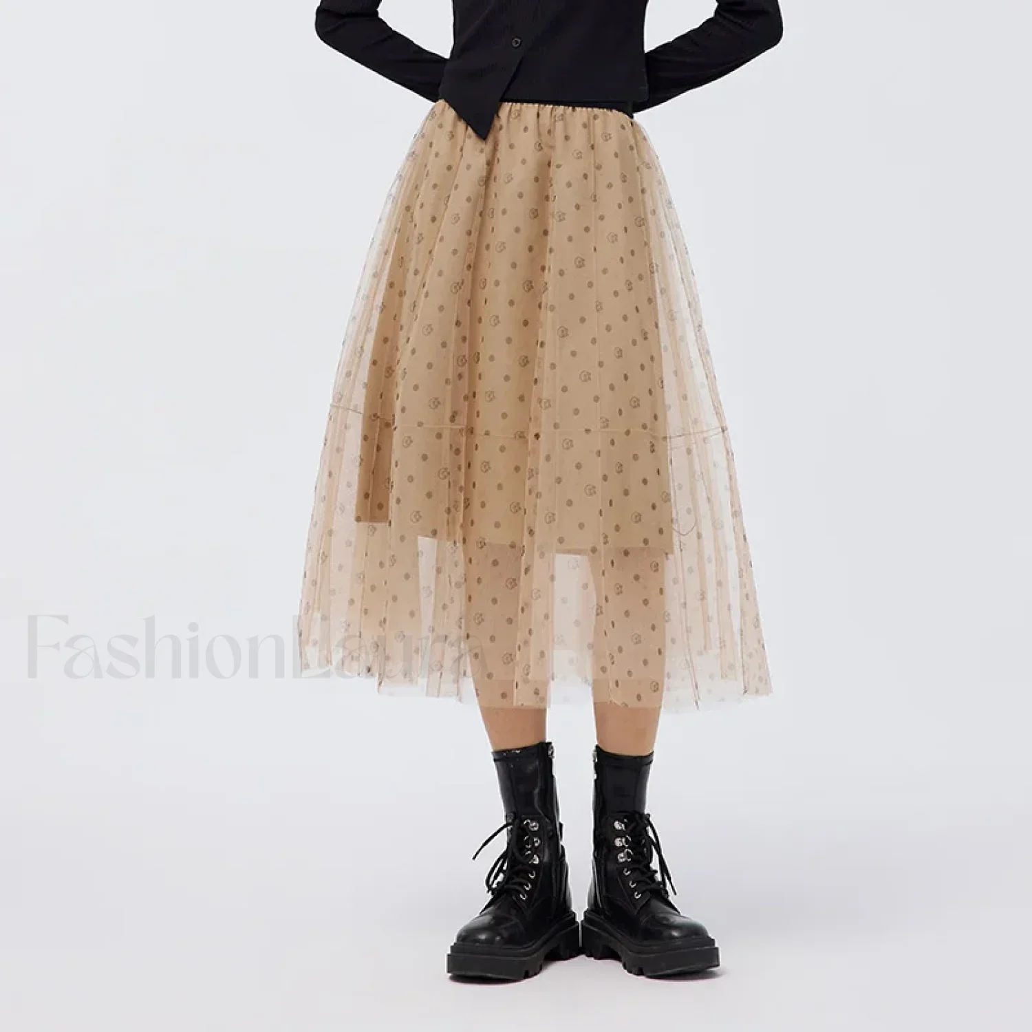Polka Dot Mesh Umbrella Skirt - Image 4