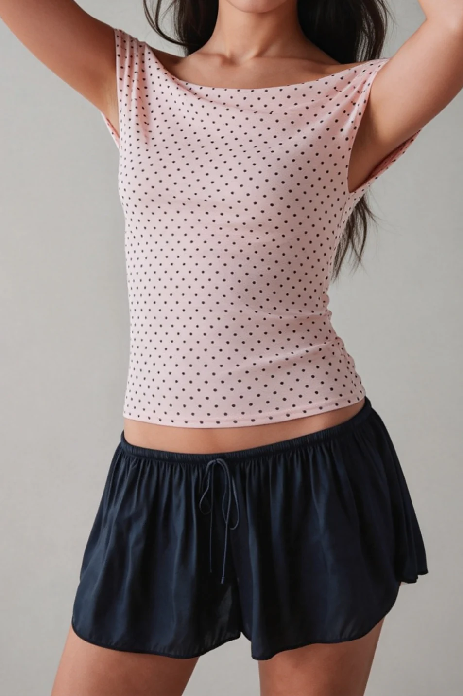 Polka Dot One Shoulder Ruched Crop Top - Image 7