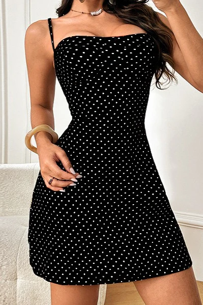 Polka Dot Satin Cami Slip Mini Dress - Image 7