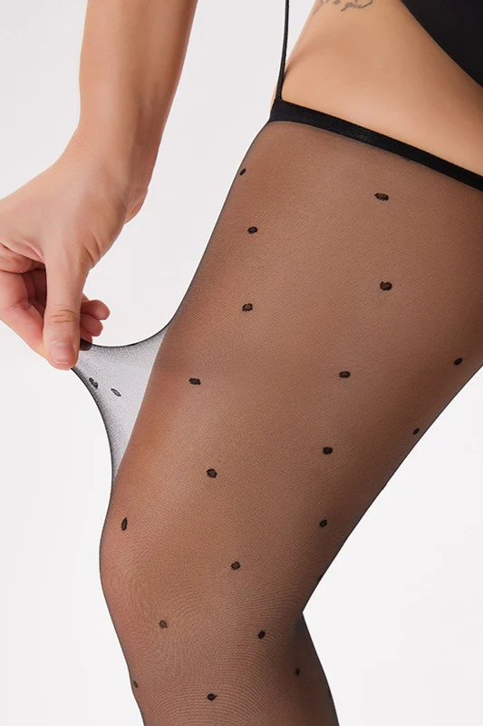 Polka Dot Sheer Toe Suspender Tights - Image 5