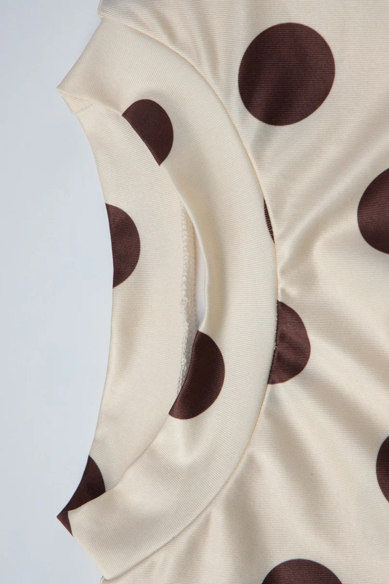 Polka Dot Waist Cinched Slim Crop Top - Image 10