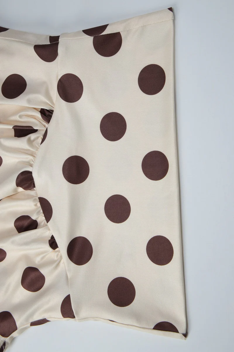 Polka Dot Waist Cinched Slim Crop Top - Image 12