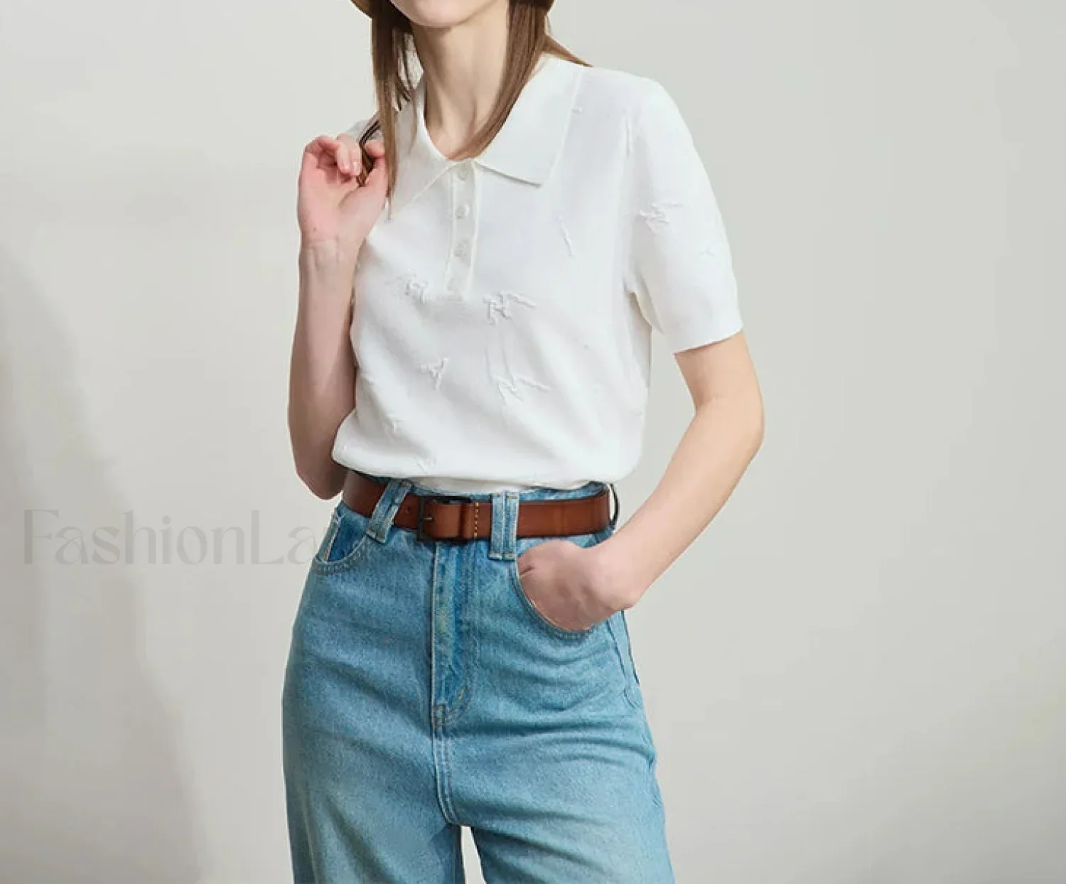 Polo Letter Knitted T-Shirt - Image 2