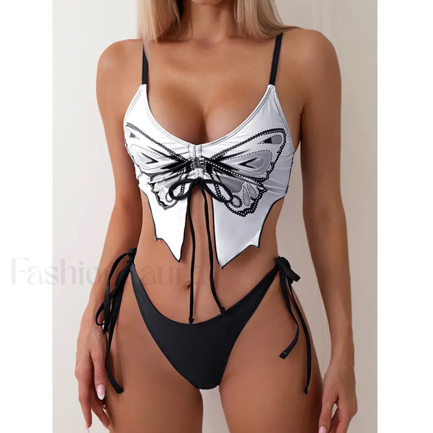 Print Tied High Cut Push Up Bikini Set - Image 6