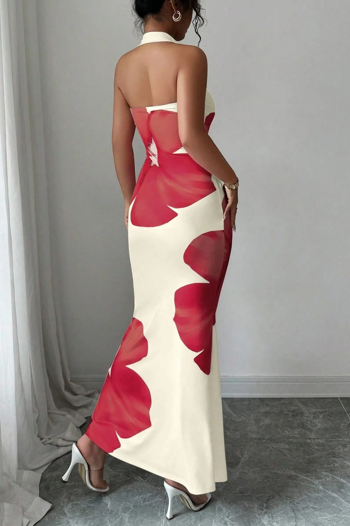 Printed Halter Bodycon Vacation Dress - Image 2