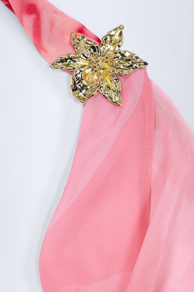 Printed Hollow Backless Beach Vacation Dress - Image 6