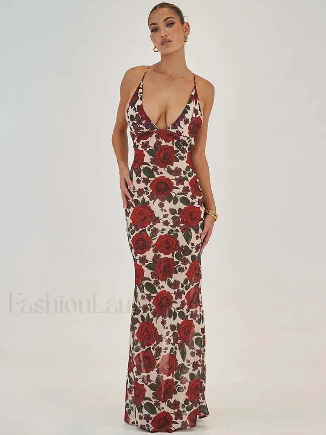 Printed Lace Up Maxi Dress - Image 10