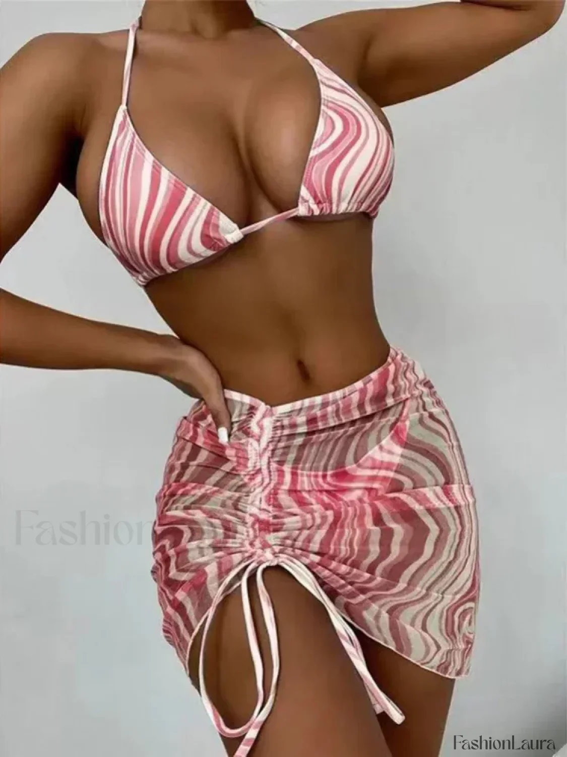 Printed Pleated Mesh Three Piece Set - Image 18