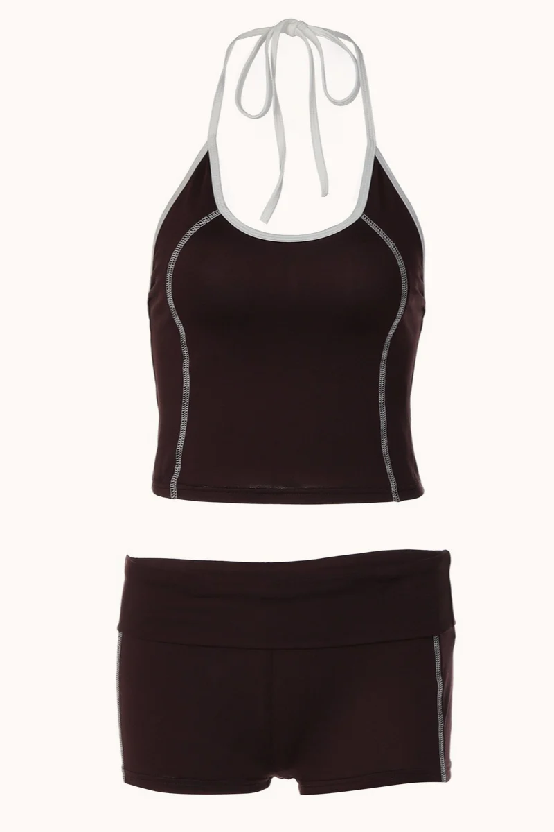 Printed Racerback Sports Bra Shorts Set - Image 14