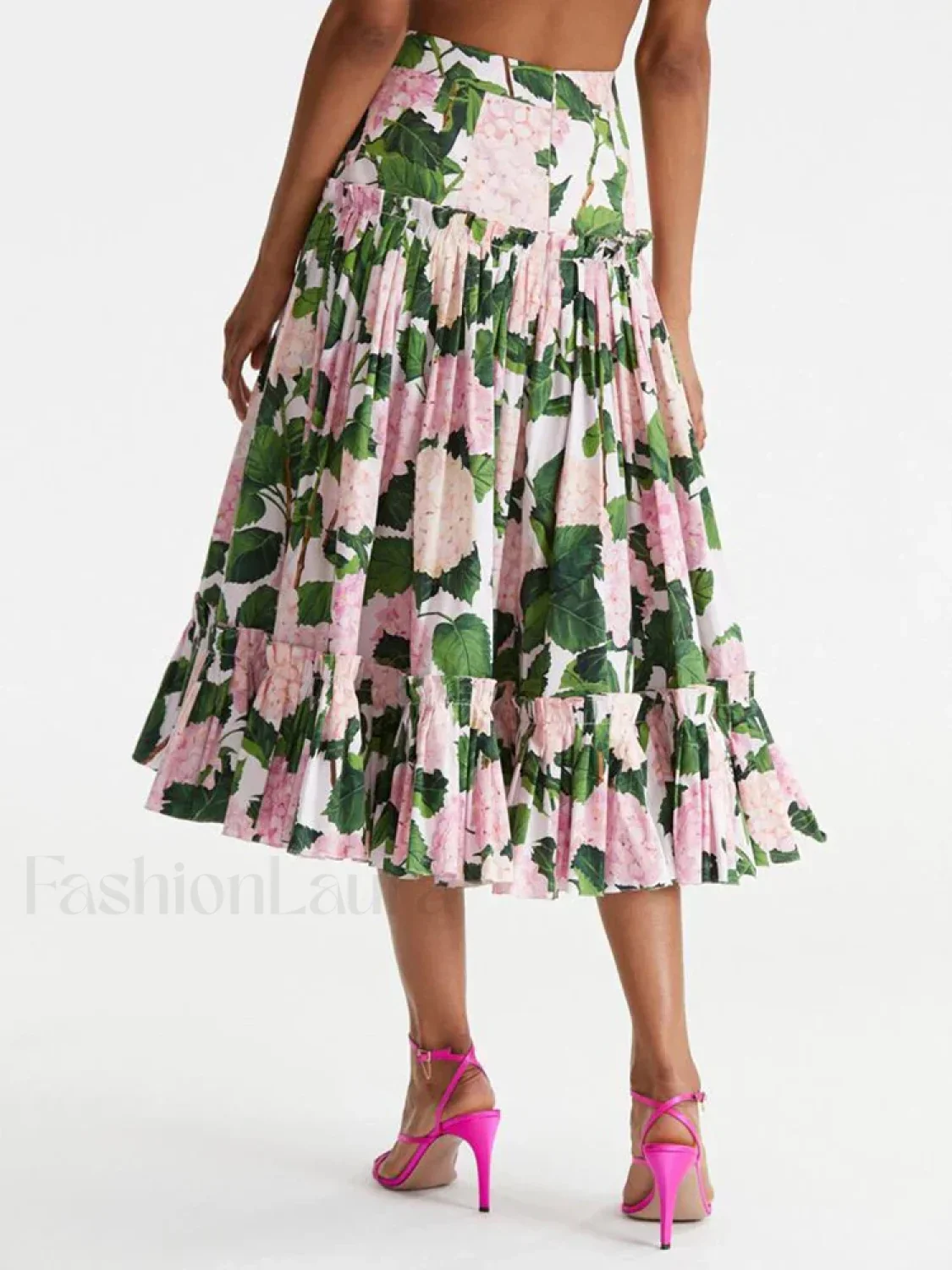 Printed Sleeveless Pleated Skirt Two Piece Set - Image 4