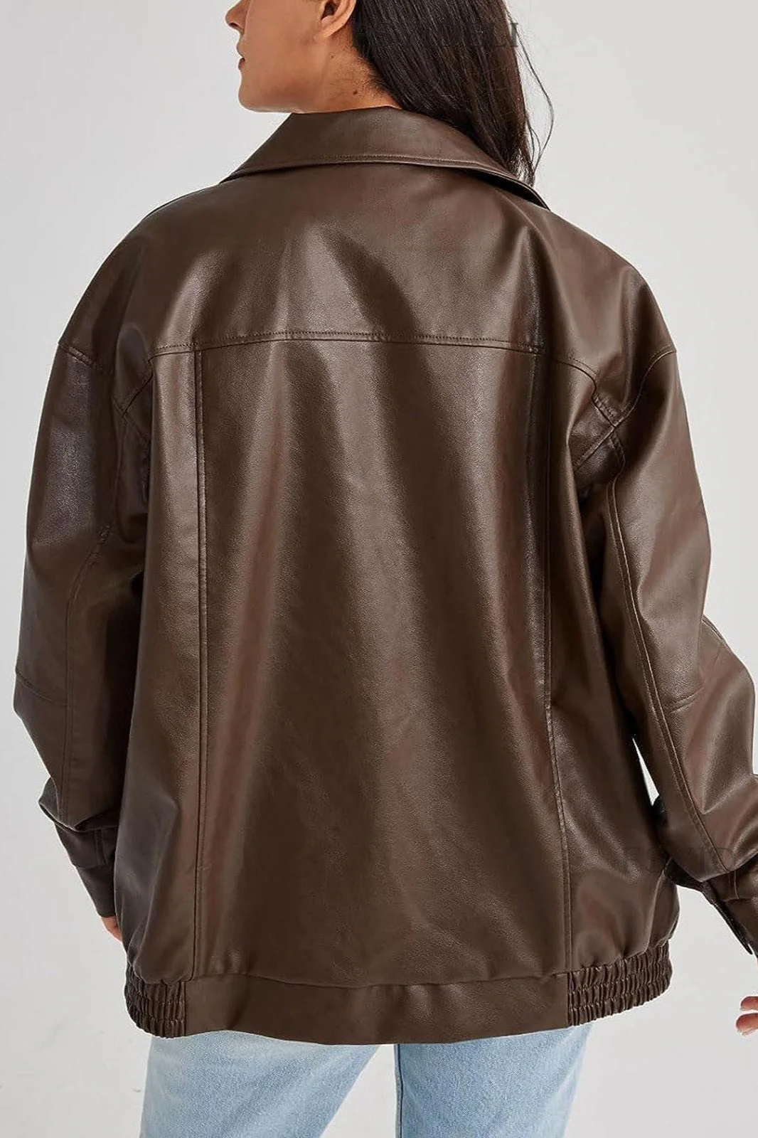 PU Leather Bomber Jacket - Image 3