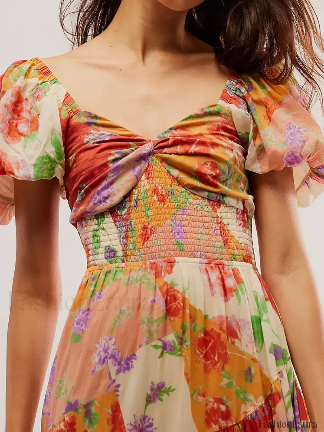Puff Sleeve Floral Flowy Maxi Dress - Image 29