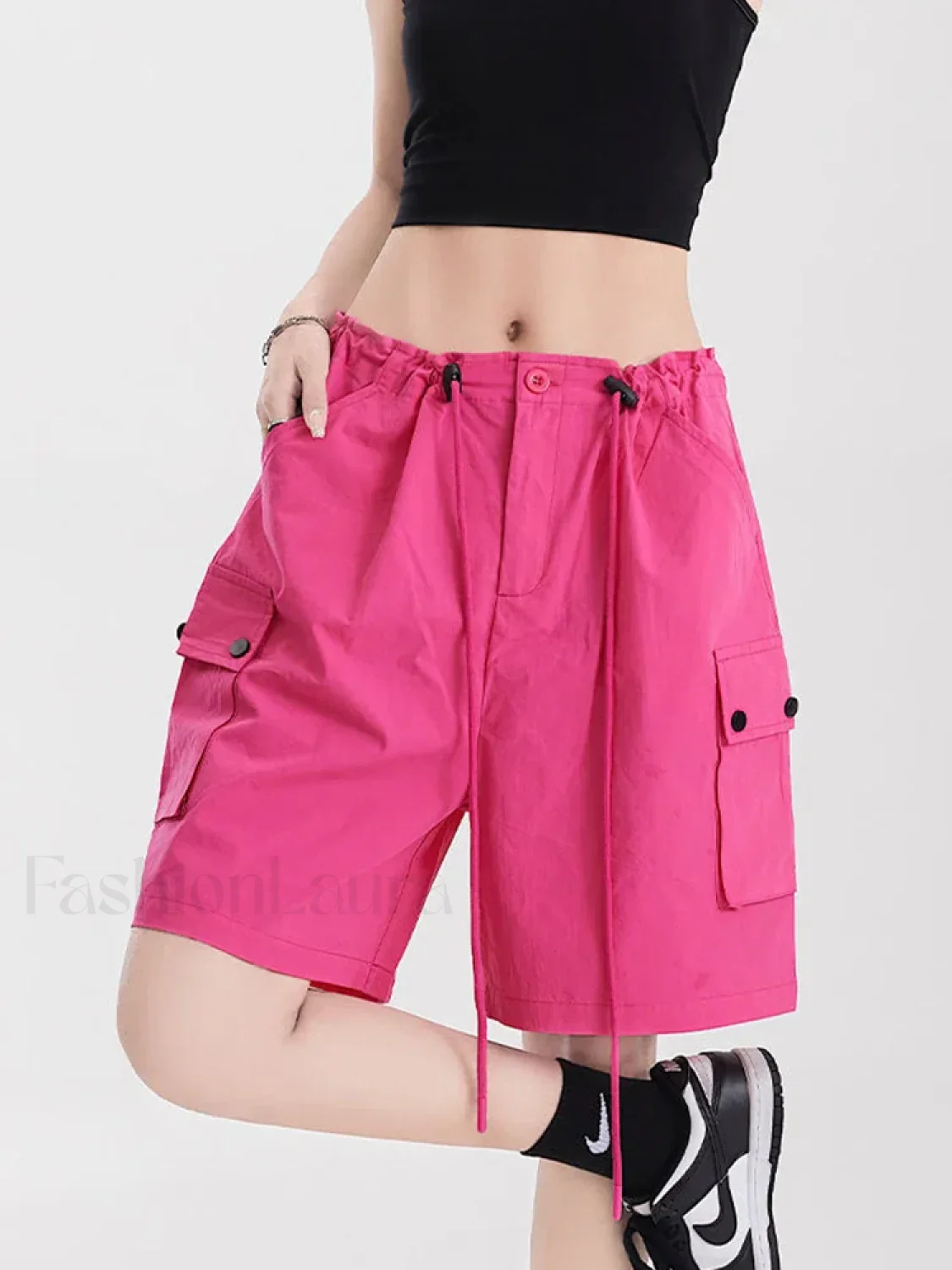 Punk Rose Color Cargo High Waist Streetwear Short - Image 11