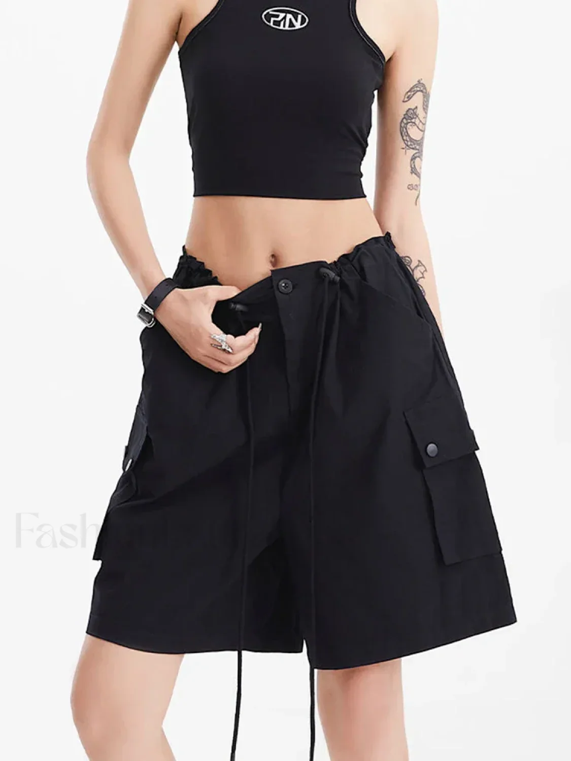 Punk Rose Color Cargo High Waist Streetwear Short - Image 3